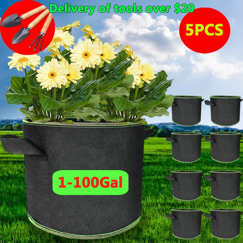 1/3/5/7/50 Gallon Multi-Size Grow Bag With Handle Thickened Non-Woven Fabric Grow Pot Quality Orchard Balcony Planting Equipment