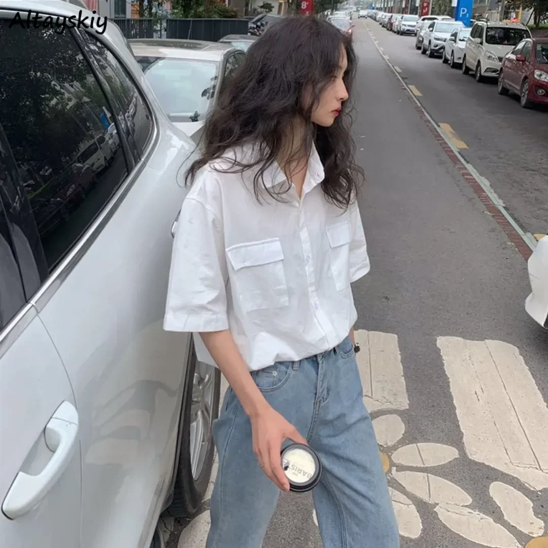Женская Повседневная рубашка с рукавом до локтя свободная уличная одежда