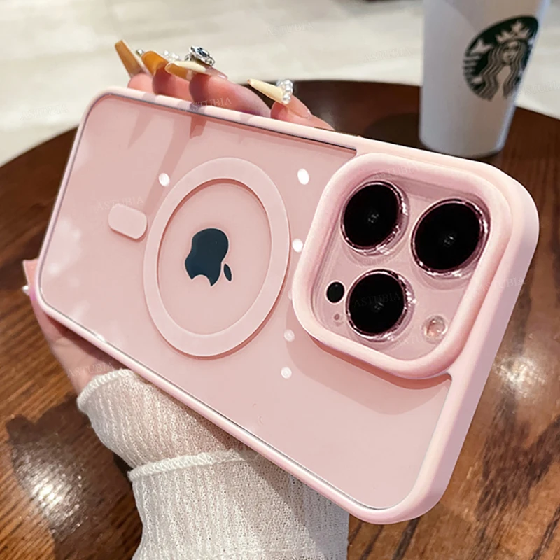 Противоударный прозрачный Магнитный чехол для iPhone 16 15 14 13 12 11 Pro Max Plus Magsafe жесткая