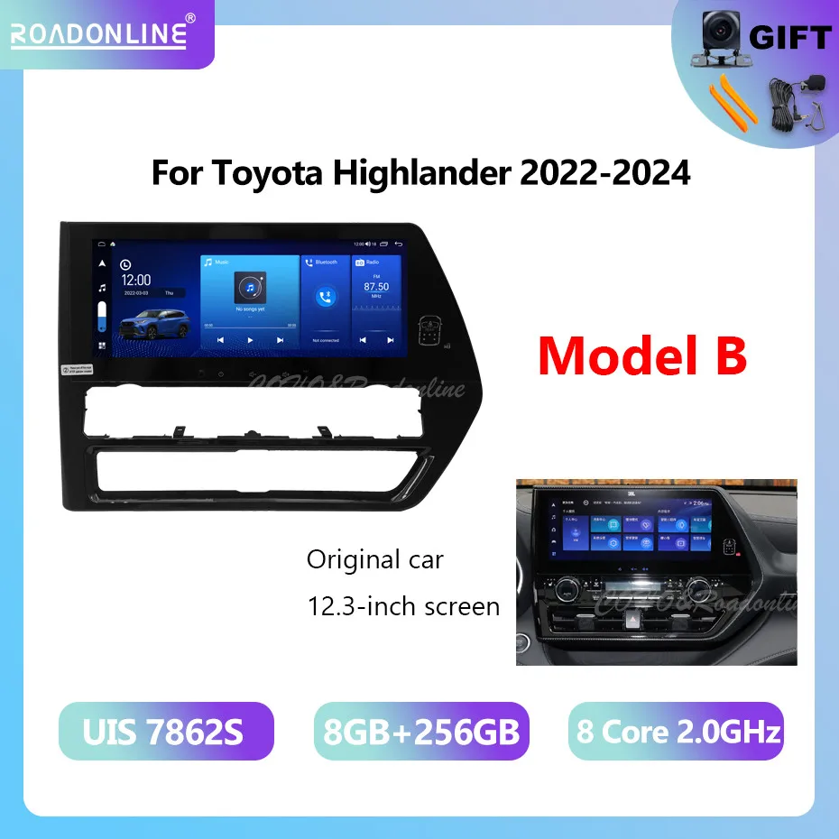 

Android аудио для Toyota Highlander 2022-2024 8 + 256 автомобильные интеллектуальные системы беспроводной carplay android автомобильный радиоприемник мультимедийный плеер