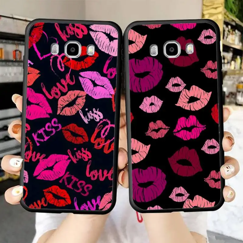 

Red Kisses Lips Phone Case for Samsung J 2 3 4 5 6 7 8 prime plus 2018 2017 2016 core