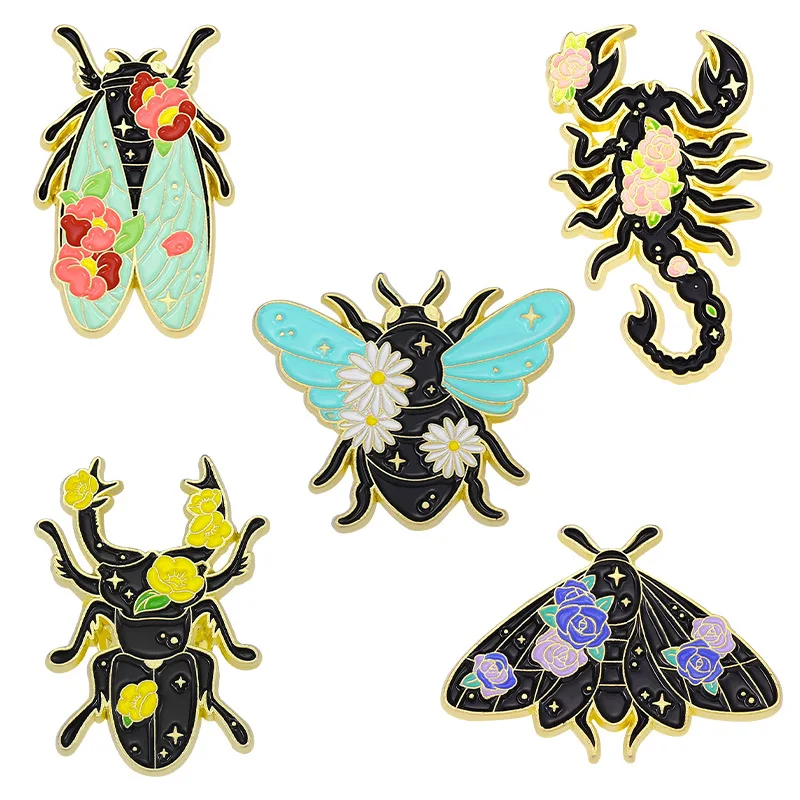 

Beetle Cicada Scorpion Colorful Butterfly Moth Shape Brooch Insect Series Clothing Accessories Backpack Brooch Badge Lapel Pin