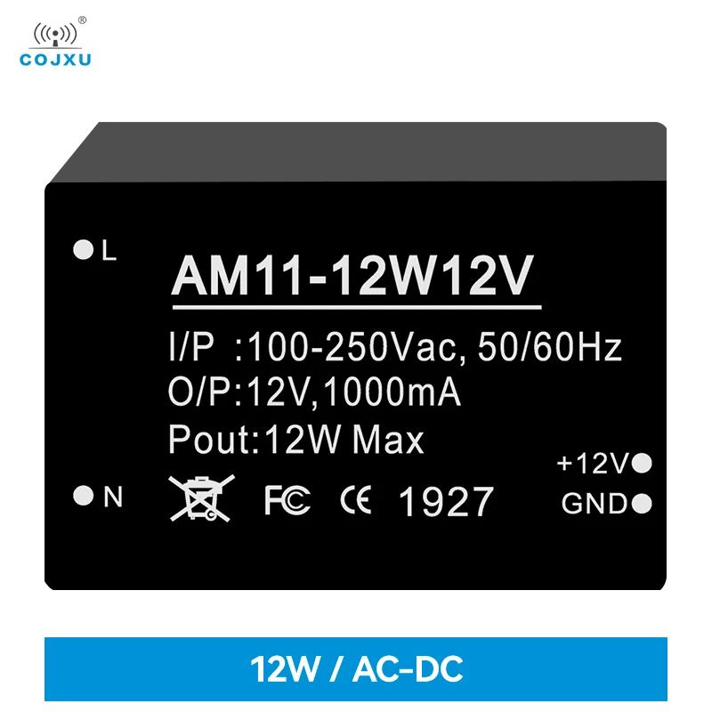 

12W AC-DC Buck Power Supply Module 100-250V DC12V/1.0A Cojxu Shell Protection AM11-12W12V for Charging Pile High Stability