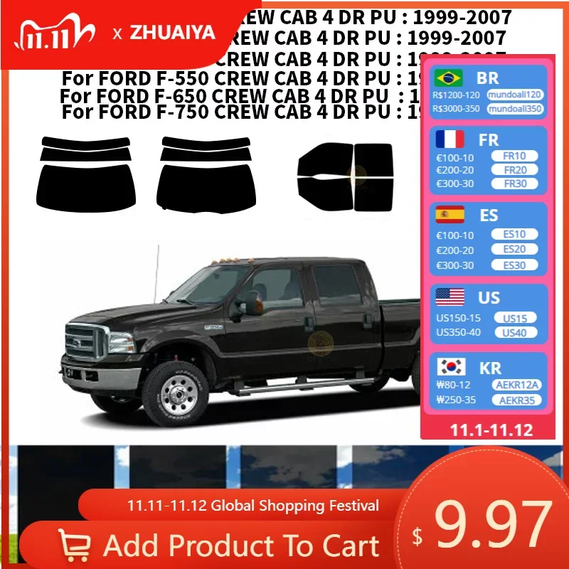 

Нанокерамическая Автомобильная УФ-пленка Precut для окон, автомобильная пленка для окон для FORD F-750 CREW CAB 4 DR PU 1999-2007