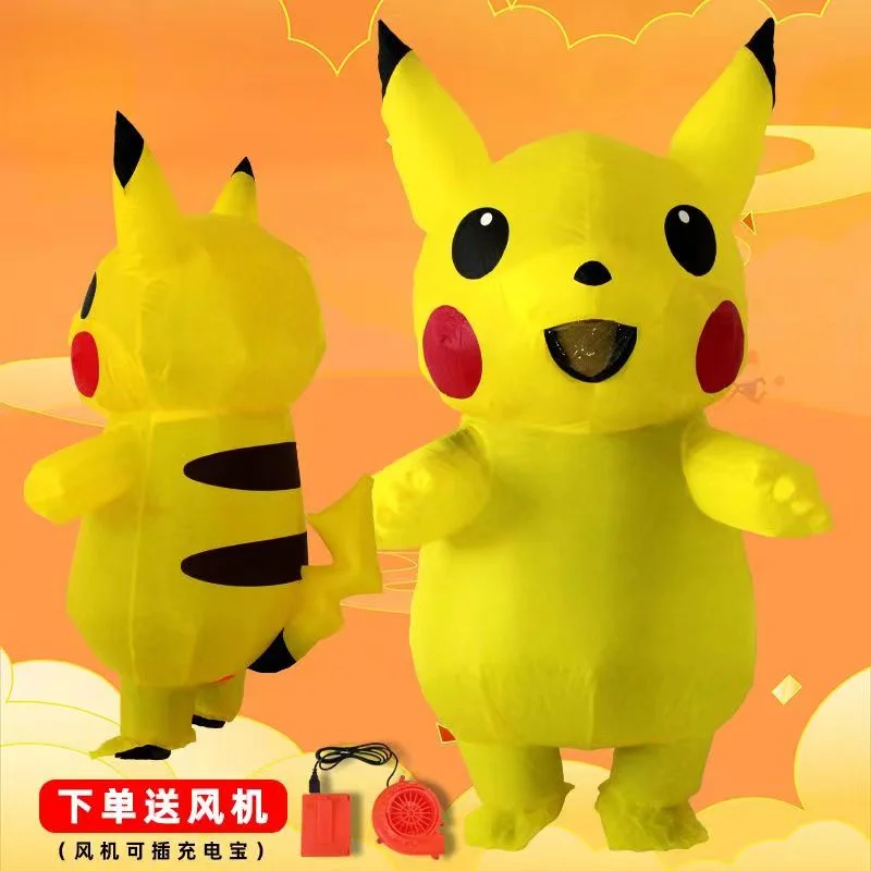 

Cute Pokemon Pikachu Inflatable Clothes Doll Props Costume Children Halloween Adult Children Performance Clothe Cartoon Dress Up