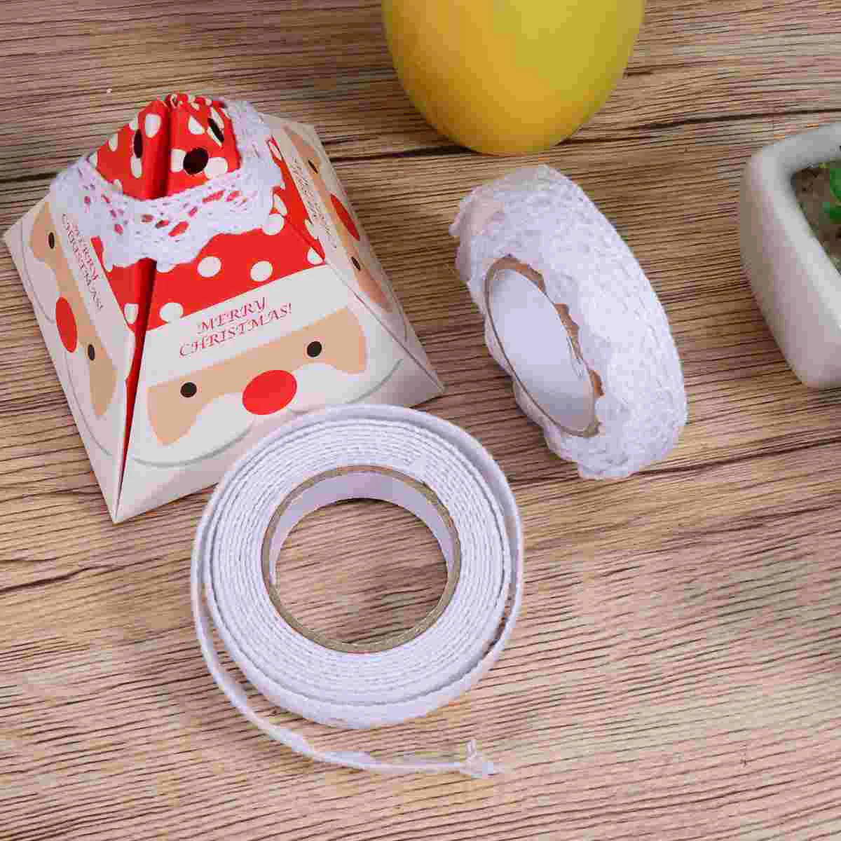 

2pcs DIY Adhesive Hollow Lace Tape Masking Decorative Tape Sticky Craft Lace Trim Ribbon for Scrapbooking Crafts (White)