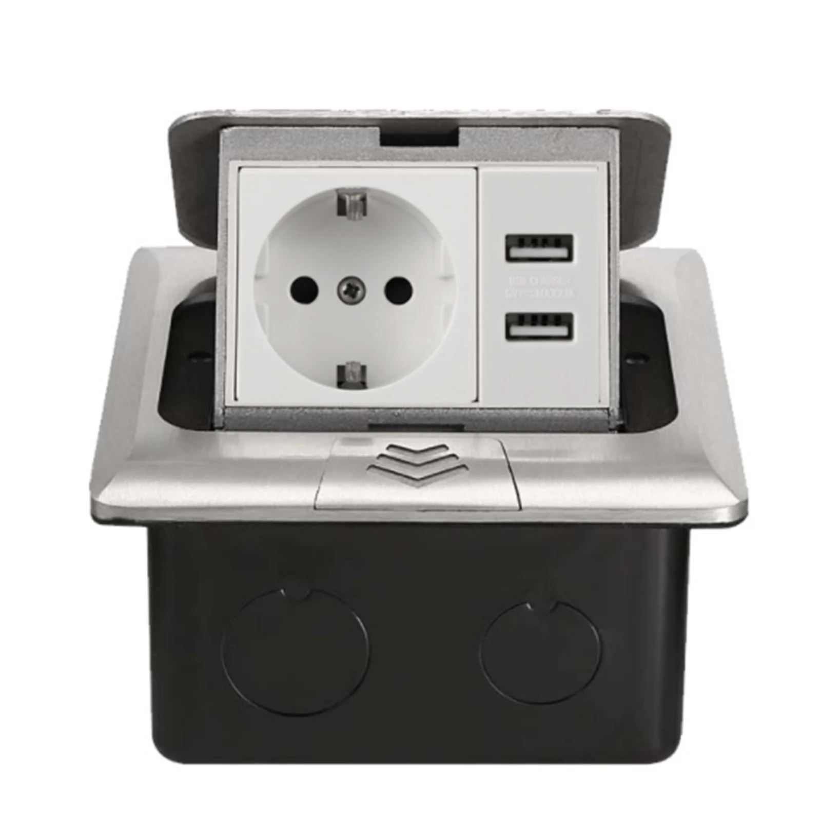 

Electrical Outlets Socket Home Silver USB 120 * 120mm Aluminum Alloy Box Floor Socket Flame Retardant Brand New