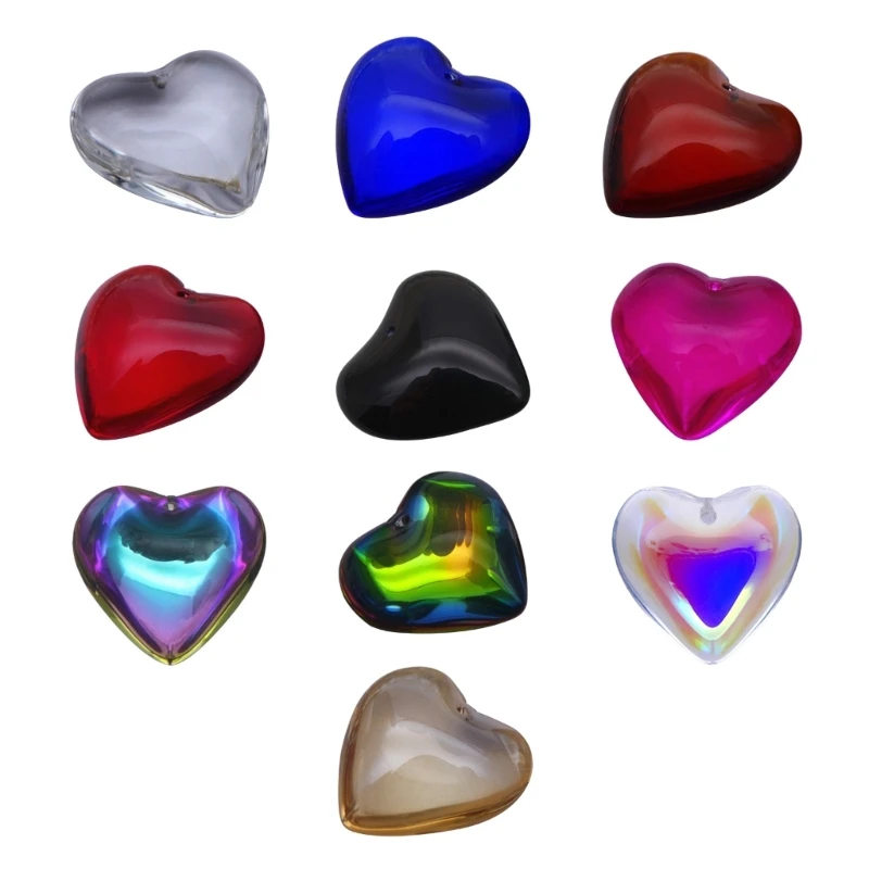 

4XBE 10Pcs 24mm Heart Crystal Pendants Jewelry DIY Glass Charm Necklace Earring