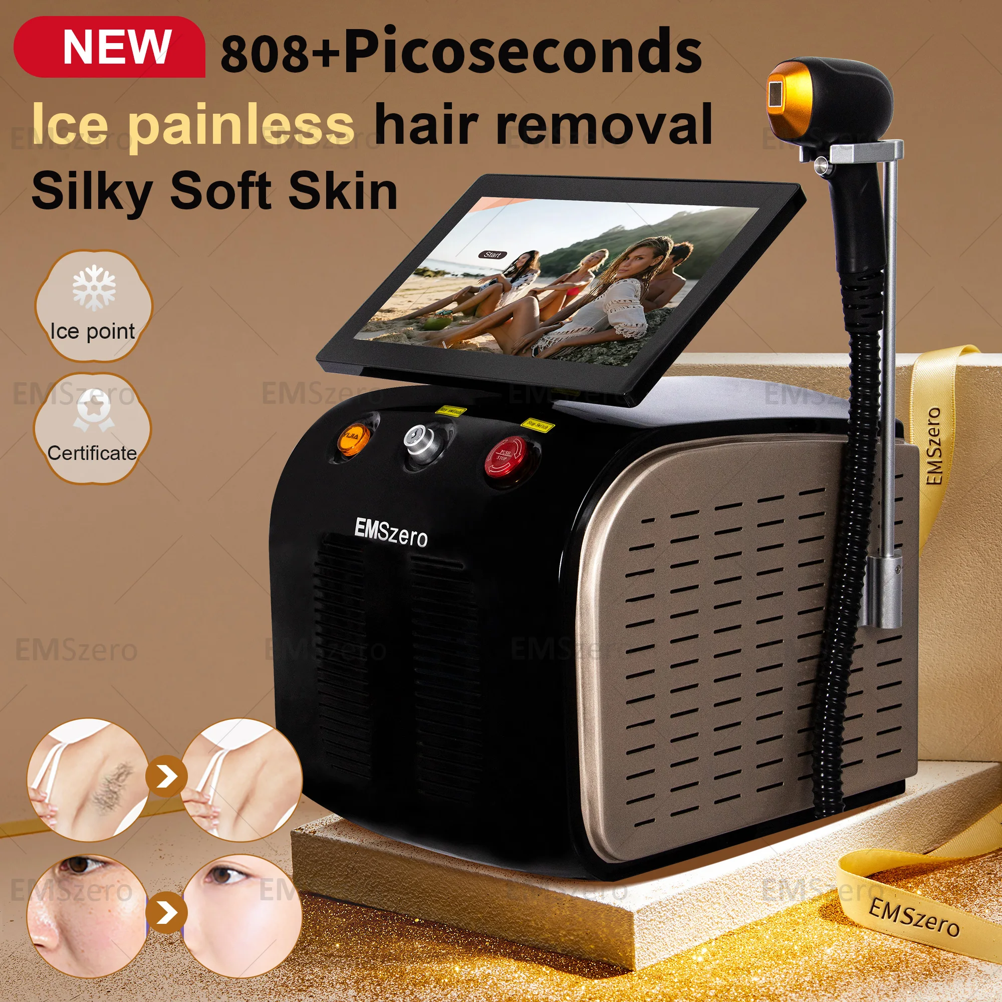2 IN 1Professional Diode Ice Titanium Laser Body Hair Removal Machine 2024 Portable 808 755 1064 Alexandrite Device 4 waves IPL