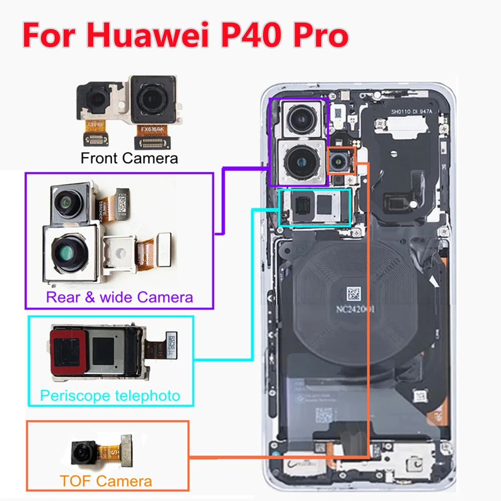 

Front & Back Camera For Huawei P40 Pro Ultra wide angle Camera Connector Telephoto Module Flex Cable P40 pro periscope camera