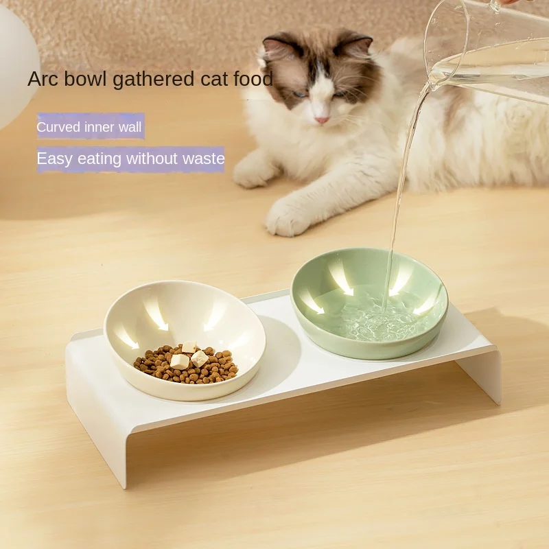 Керамическая коническая двойная миска для питомцев кошек собак с железной рамой