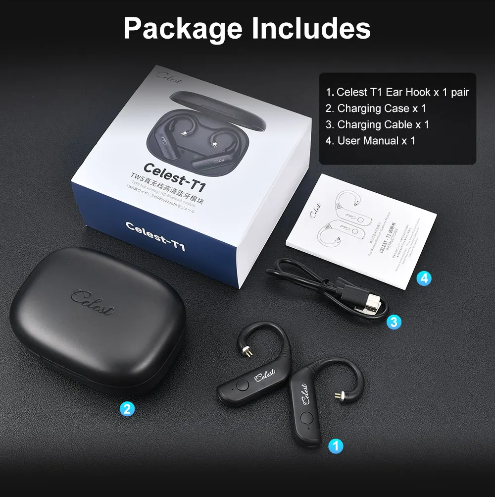 Новые беспроводные Bluetooth-наушники Celest T1 V5.3, водонепроницаемая гарнитура TWS для Hi-Fi музыки с микрофоном, наушники для звонков IEMs (art.: 3920d370bfde0) - 3920d370bfde0