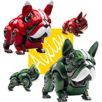 hwj rambler mechanical bulldog red green robot dog action figure collection movable metallic texture trendy ornaments toys