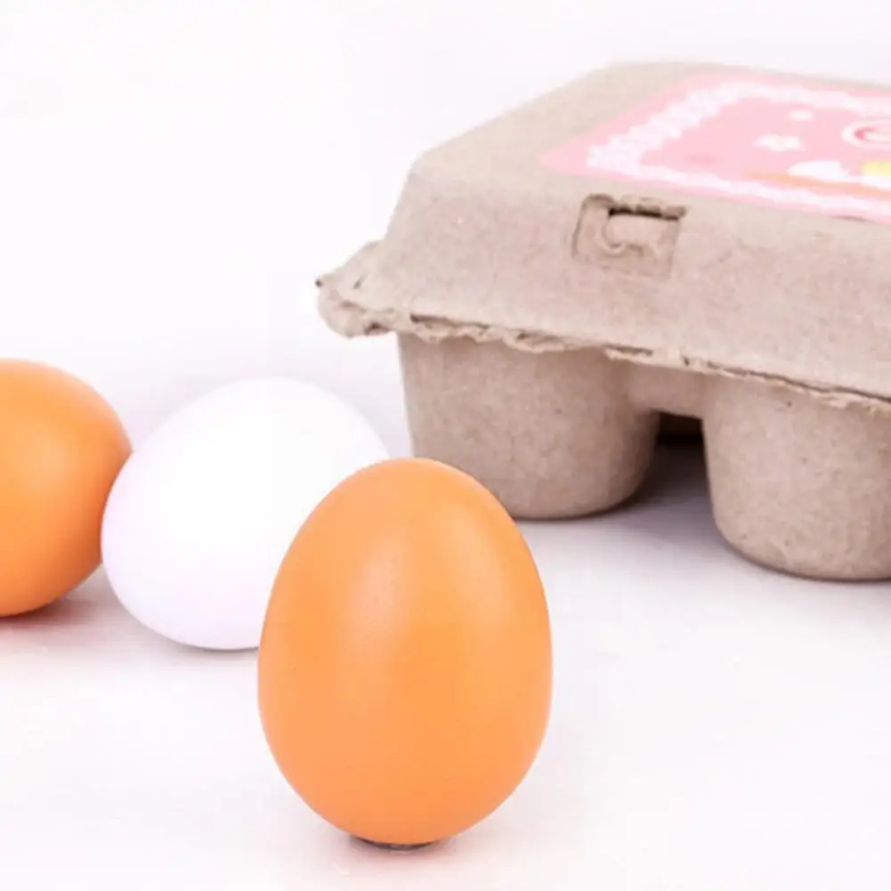 

Boys Girls Wooden Eggs Pretend Toys Food Pretend Kitchen House 6pcs Toy Educational L3d4