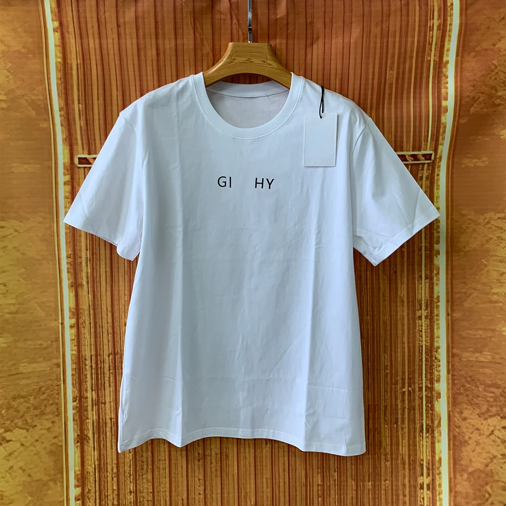 

2023 Summer New Luxury Men's Pure Cotton Letter Print T Shirt Top Quality Simple Women's Short Sleeve Tops Unisex Tshirt