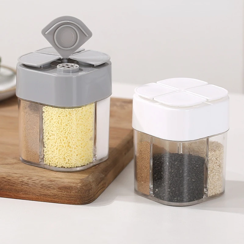 

4 in 1 Flip Top Seasoning Shaker Salt Sugar Bottle Transparent Jar Herb Spice Organizer Container Dispenser Tools for Barbecue