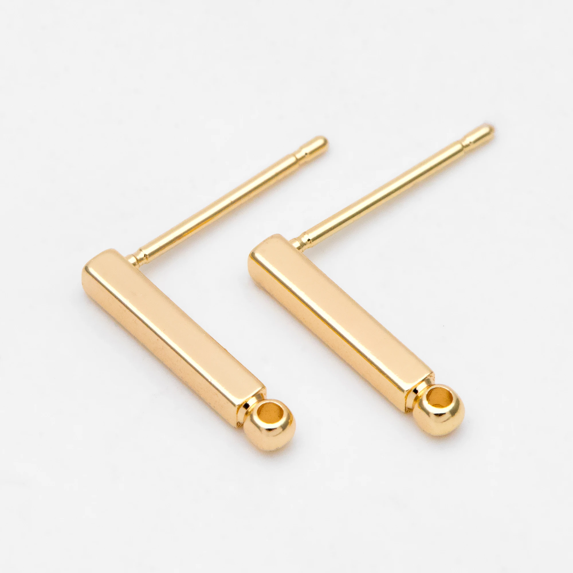 

10pcs Bar Ear Posts, Gold Plated Brass Earring Findings, Stud Earring Components For Jewelry Making DIY Accessories (GB-3144)