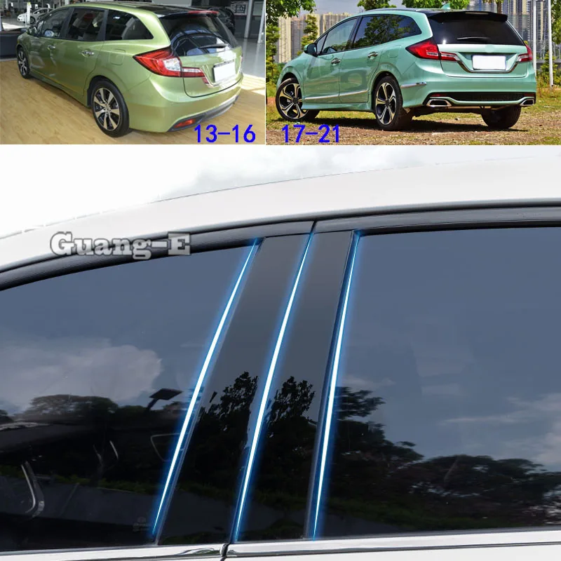 For Honda Jade 2013-2021 Car PC Material Pillar Post Cover Door Trim Window Piano Black Molding Sticker Plate 6pcs