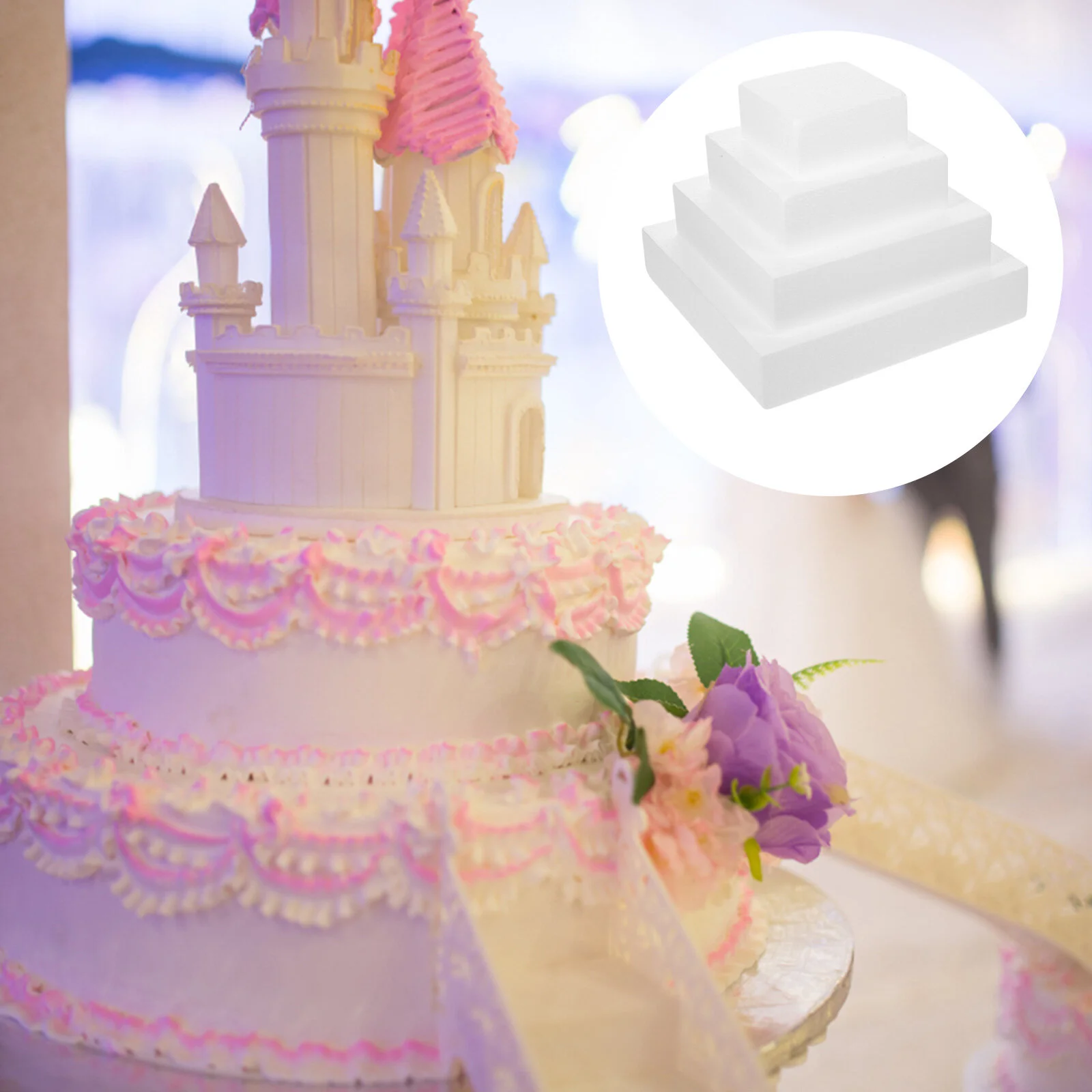 

4 Pcs Craft Flower Christmas Decor Wedding Fake Cake Foams Practicing Model Dummy Supply Baking Models Decorative Dummies