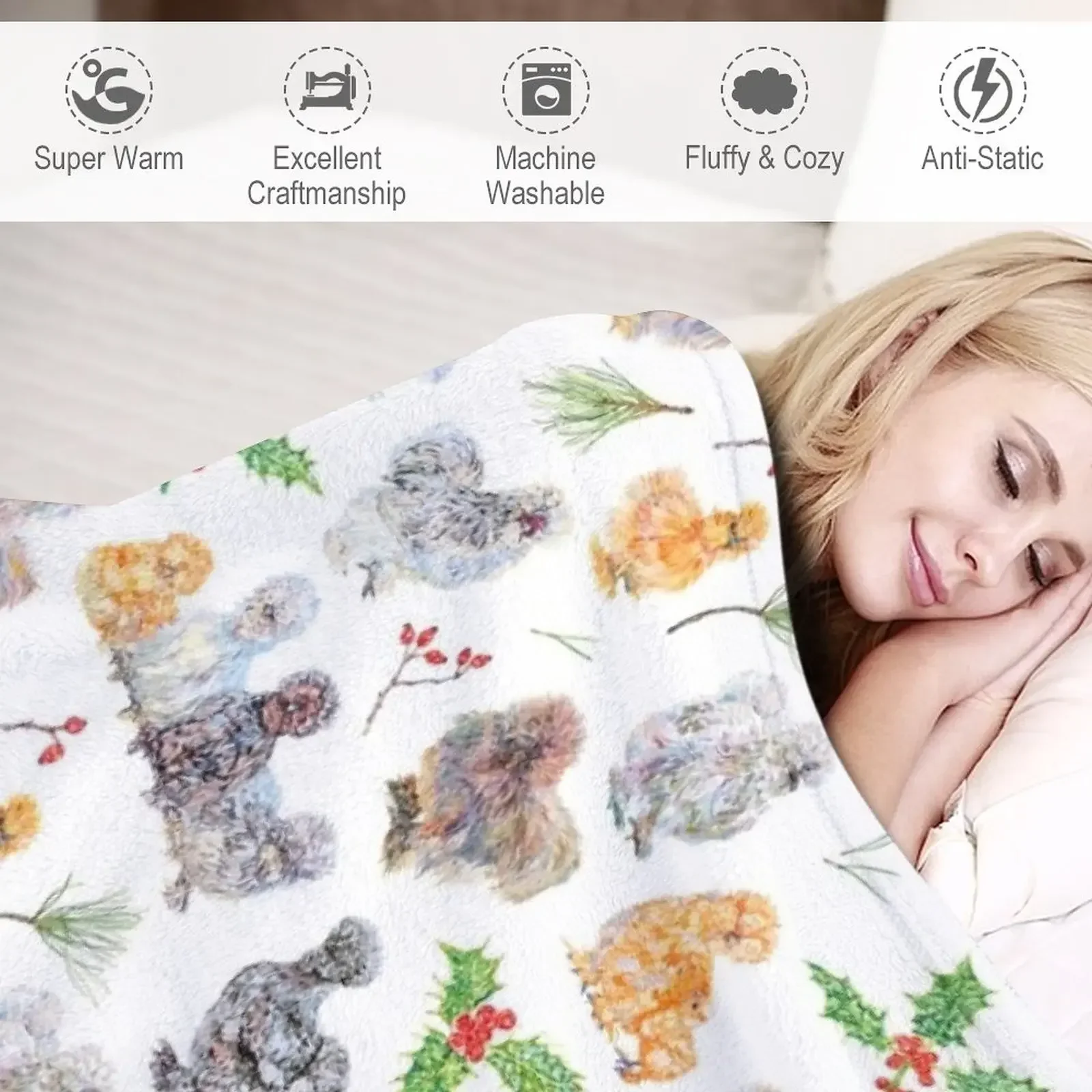 Зимнее праздничное одеяло Silkie с рисунком курицы дорожные фланелевые пушистые