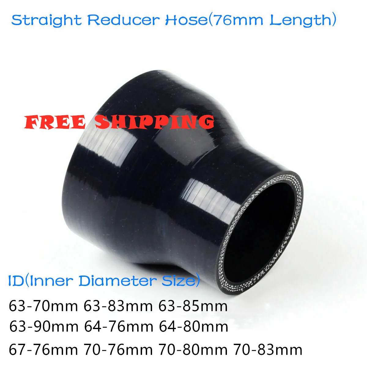 3-ply 63mm 64mm 67mm 70mm 76mm 80mm Straight Reducer Hose General Silicone Coolant Intercooler Pipe Tube Hose 83mm 85mm 90mm