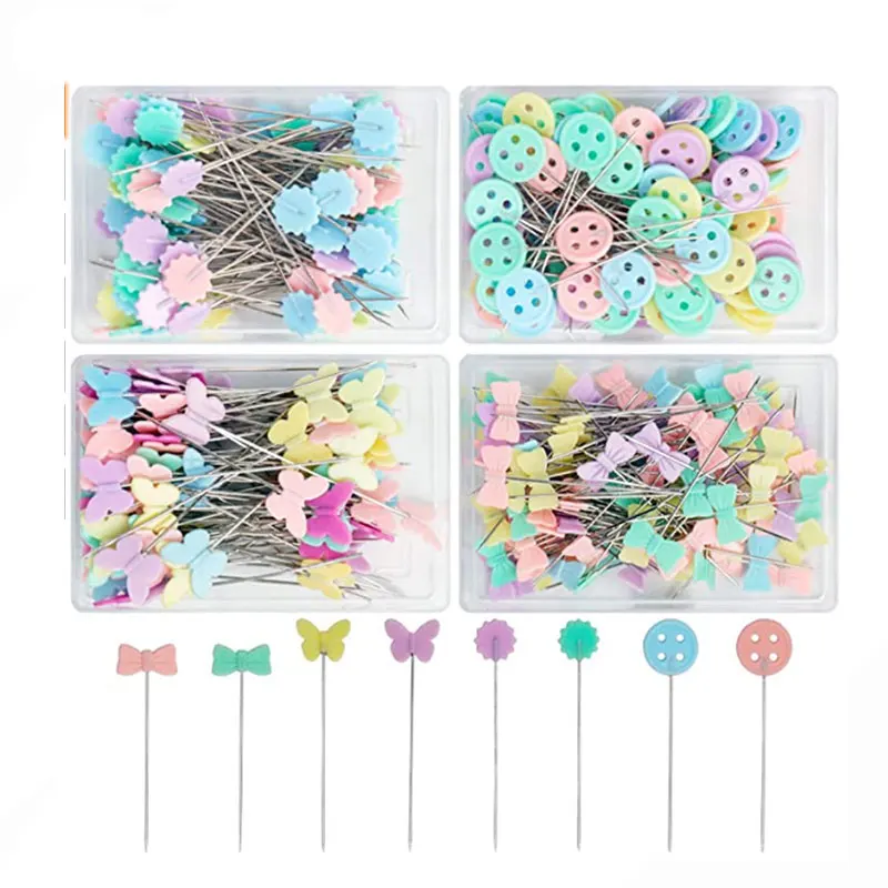 

100pcs Sewing Pins Flat Head Straight Pins with Butterfly and Flower Colored Heads, Quilting Pins for Craft, Sewing Project