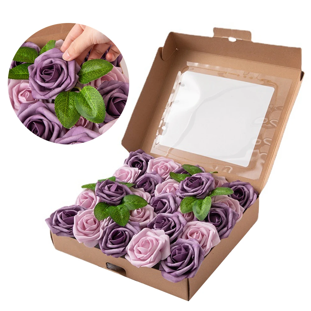 

25Pcs 8cm Artificial PE Foam Rose Flowers Bridal Bouquets for Wedding Table Home Party Decorations DIY Scrapbook Supplies
