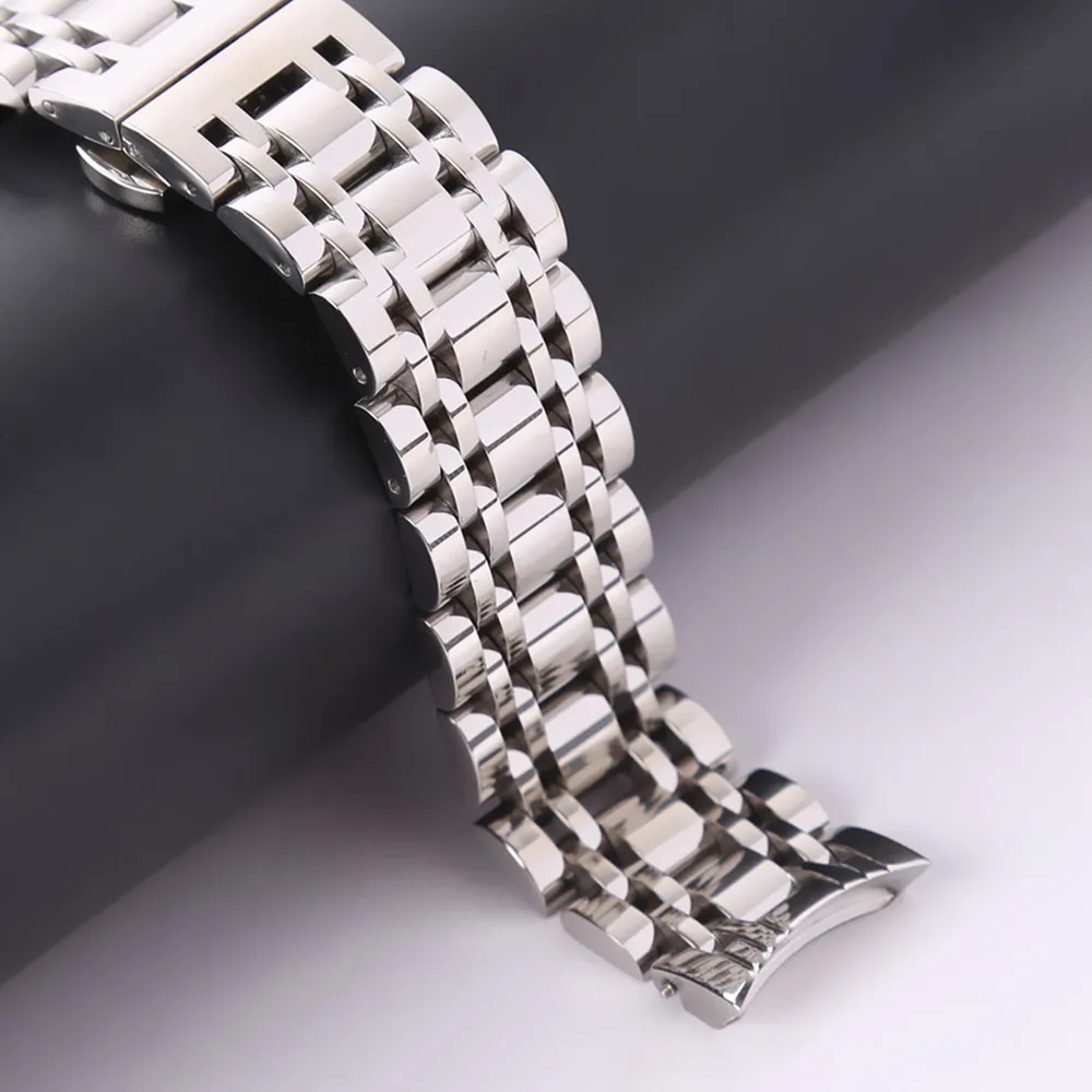 20mm Solid Stainless Steel Link Bracelet Wrist Watch Band Men Solid Curved ends Watches Bands Strap watch Replacement