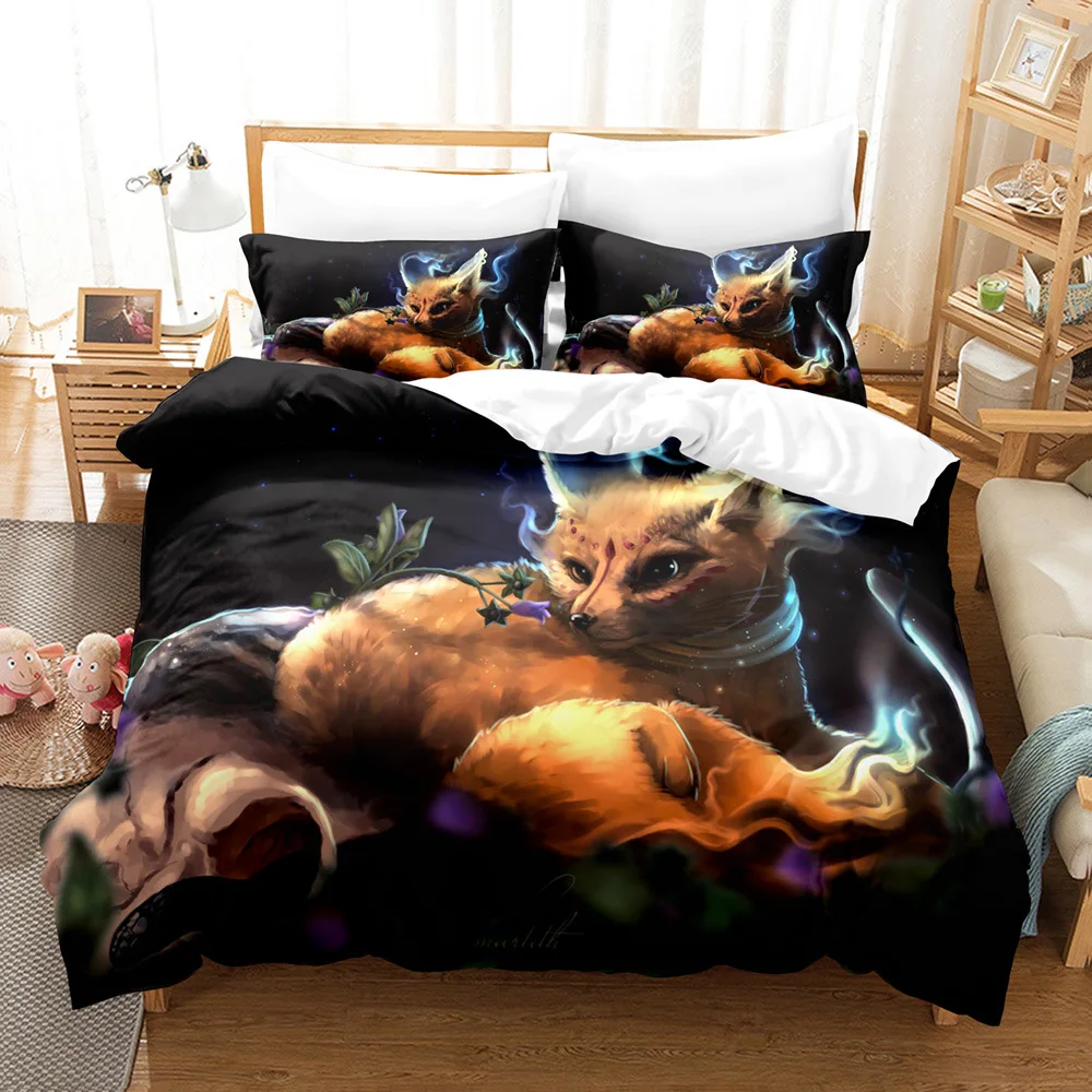 

Animal Cute Fox Bedding Set Duvet Cover Kids Adult 200x200cm Bedclothes Home Textiles Beddings Animals Cartoon