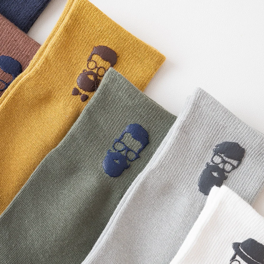 

New Arrive Men's Socks Cool Cartoon Beard Eyeglass Yuppie Ootd Male Fashion Socks Autumn Winter Crew Sox
