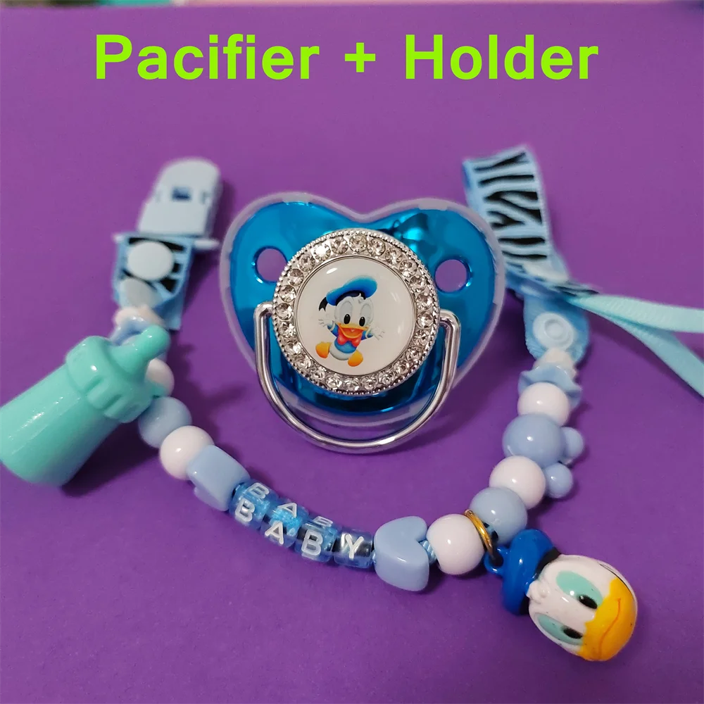 

Deluxe Pacifier with Beaded Pacifier Clip Silicone BPA Free Baby Pacifier for Newborn Baby Shower Bling Dummy Holder Chupete