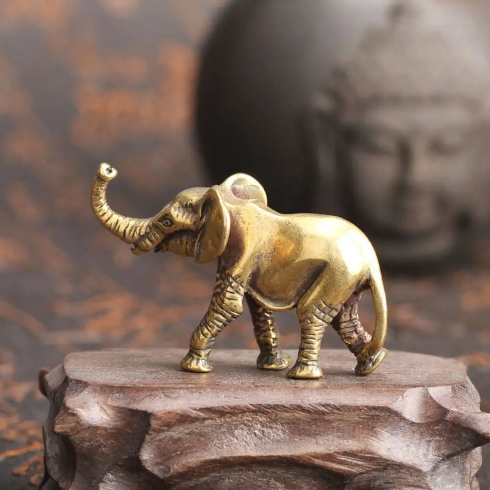 

Painted Micro-carved Landscape Solid Copper Animal Crafts Desktop Ornaments Miniatures Figurines Elephant Figurines