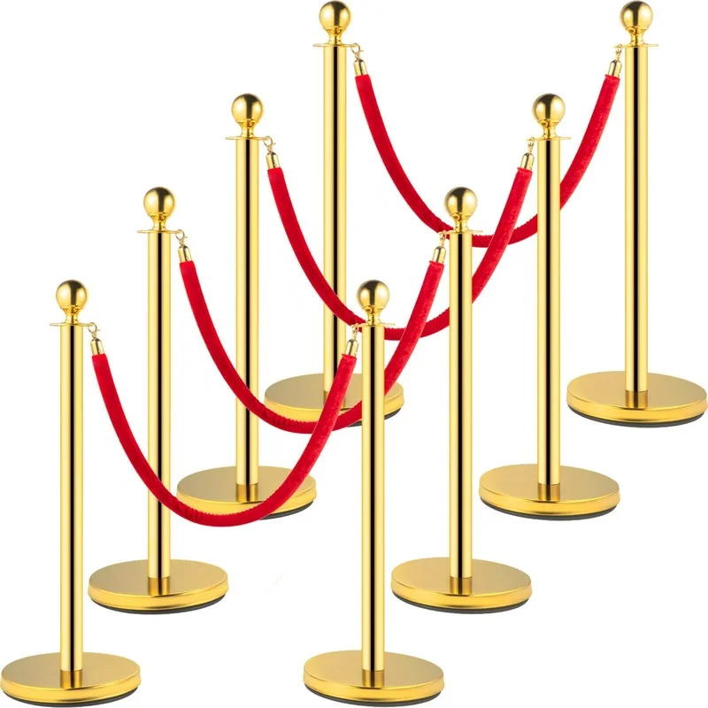 

Stanchion-Control de multitudes, 35,4 pulgadas, oro/plata, postes de cola, cuerda de terciopelo rojo/Negro