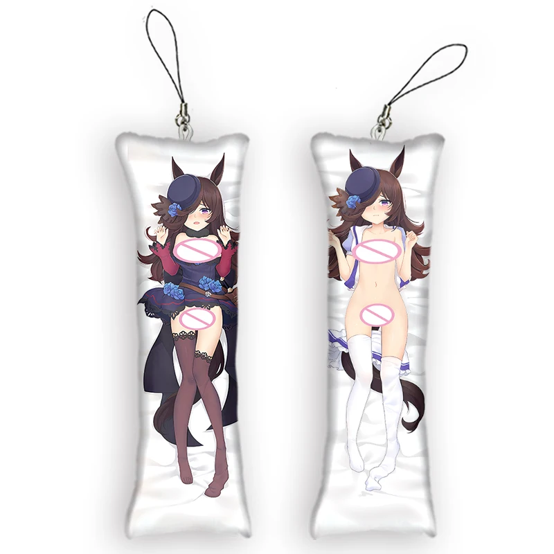 

Pretty Derby Rice Key Chain Key Ring Pendant Cute Anime Accessories Mini Dakimakura Body Pillowcase Keyring Pendants Gift