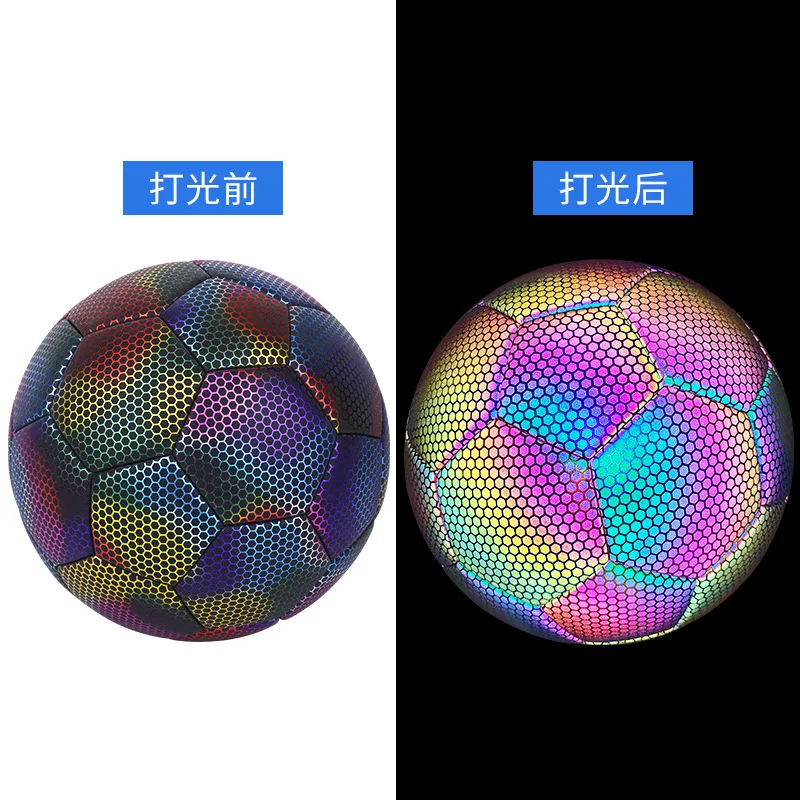 

Holographic Glowing Reflective Soccer Ball Glow In The Dark Football Play Luminous Footballs At Night Gift For Teenager