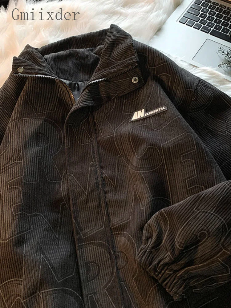 Вельветовая мужская куртка на молнии в корейском городском стиле дизайнерская