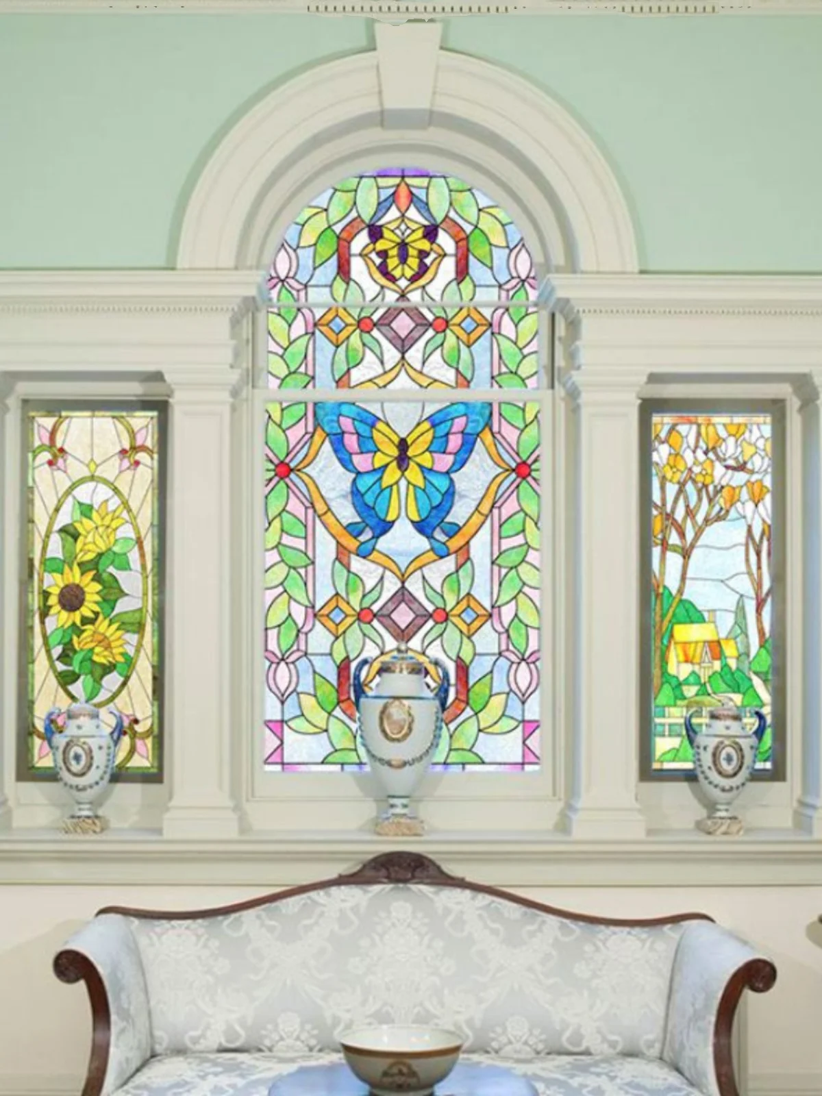 Пользовательская Европейская витражная пленка ретро Электростатическая скраб