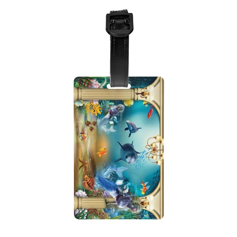 

Бирка для багажа с рисунком дельфинов, три коллекции, индивидуальные бирки для багажа, личная Обложка, имя, удостоверение личности