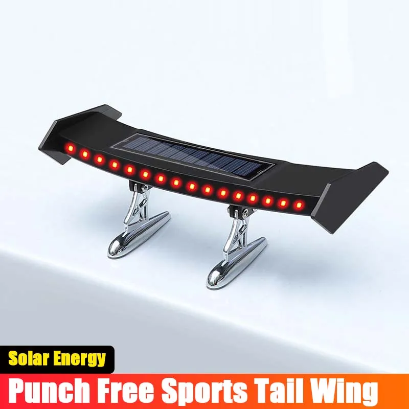 

1PCS Mini Solar Tail Light Car Spoilers Wings Universal LED Car Rear Spoiler Flashing Warning Waterproof Wing Auto Accessories