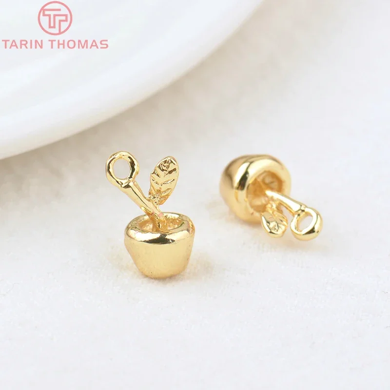 (1513) 10 шт. 7x13 мм отверстие 1 2 24 К золото цвет латунь яблоки подвески-подвески для