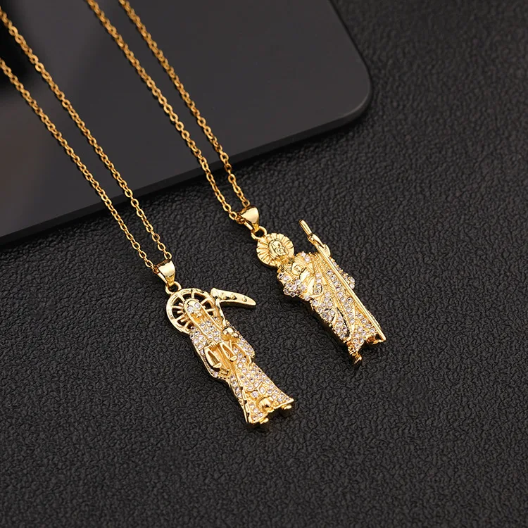 

Statue of God Mother Pendant Necklace Fashion Personalized Hip Hop Clavicle Chain Zircon Pendant Female Titanium Steel Jewelry