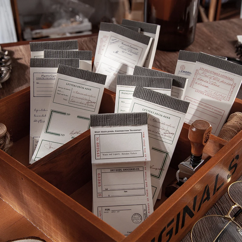 

50pcs Vintage Memo Pad Record Label Loose-leaf Notebook Creative Stationery LOMO Cards Scrapbooking No Adhesive