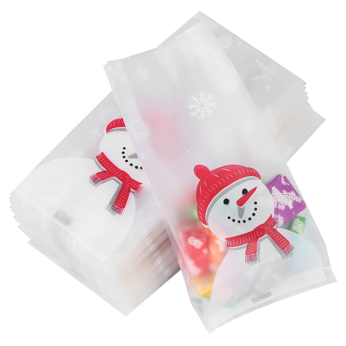 

Christmasholidaycellophane Cookie Gift Party Candy Treats Goodie Treat Snowman Container Favor Baking Winter Resealable Clear