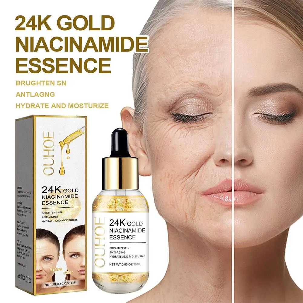 

Niacinamide Serum Hyaluronic Acid For Face Dark Spot Remover 24K Gold Serum Whitening Moisturizing Facial Skin Care 15ml H0N7
