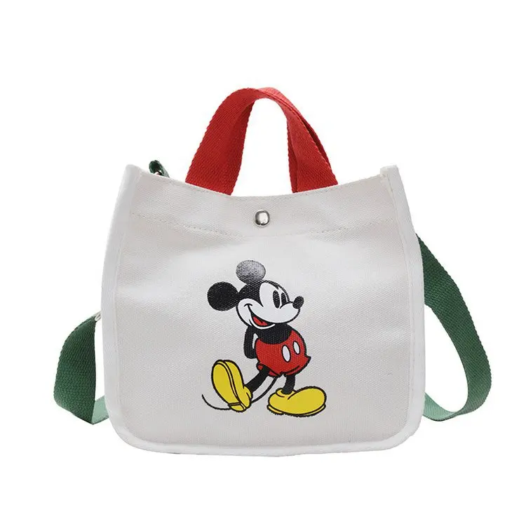 

Детские Сумки Disney для мальчиков и девочек, модная сумочка на плечо в Корейском стиле, универсальная холщовая мультяшная сумка с Микки Маусо...