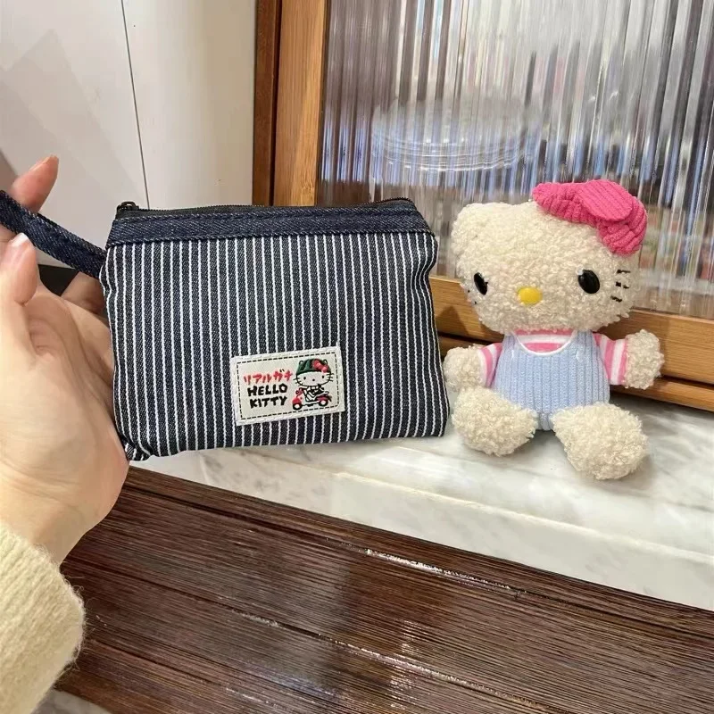 Новинка сумка для монет Hello Kitty Kawaii Sanrio джинсовая хранения аниме помада наушников