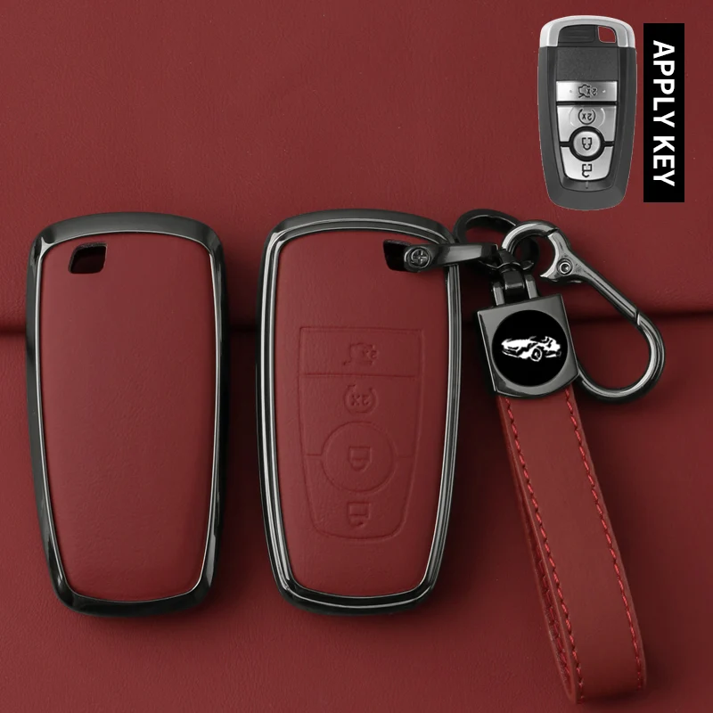 

Металлический кожаный чехол для ключей от автомобиля для Ford Explorer Mustang Fusion Escape F150 F250 F350 F450 F550 Raptor Защитный брелок-брелок