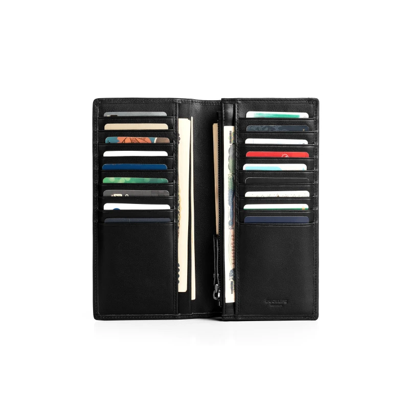 Men's Wallet Long Genuine Leather New Large Capacity Multi-Card-Slot Wallet Ultra-Thin Can Hold 18 Card Slots