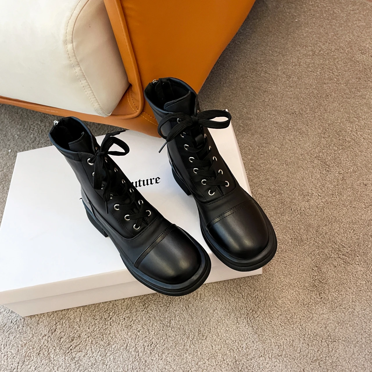 Boots For Girl Heeled Ankle Boots Lace-Up Autumn Shoes For Women  Casual women Boots Daily Footwear Size 35-40