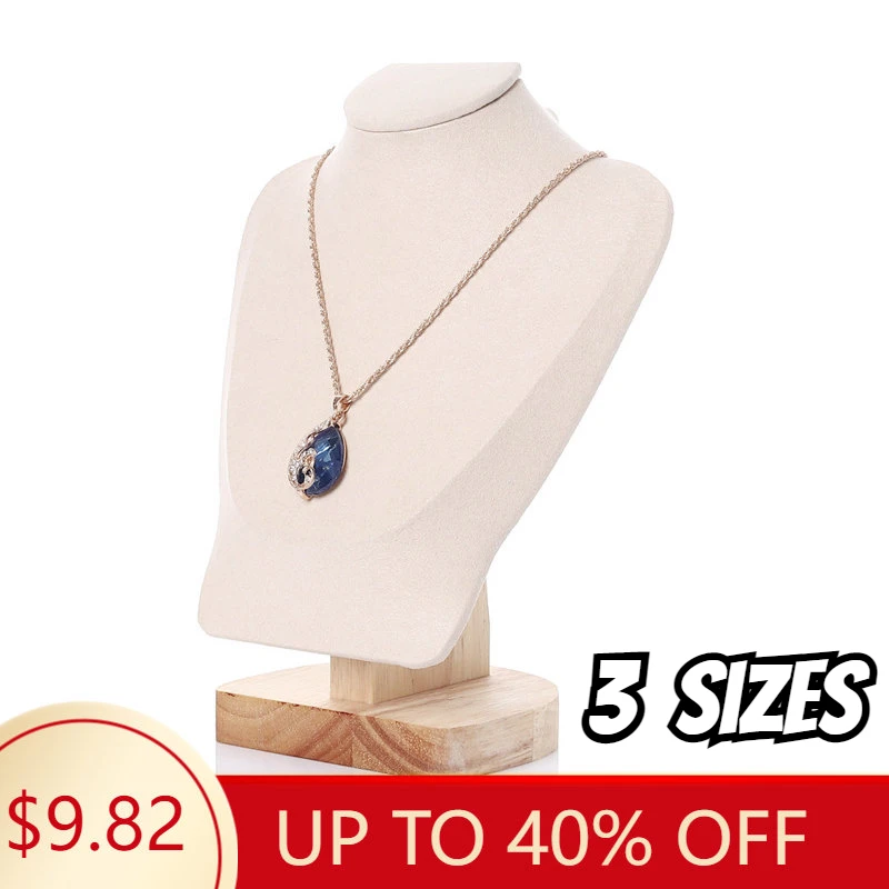 

Jewelry Bust with Wooden Base Display Holder Stand Display Necklace Mannequin Model for Bedroom Retail Stores Countertop Shows